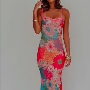 Selfie Leslie Girl Power Lace Strap Maxi Dresss NWT